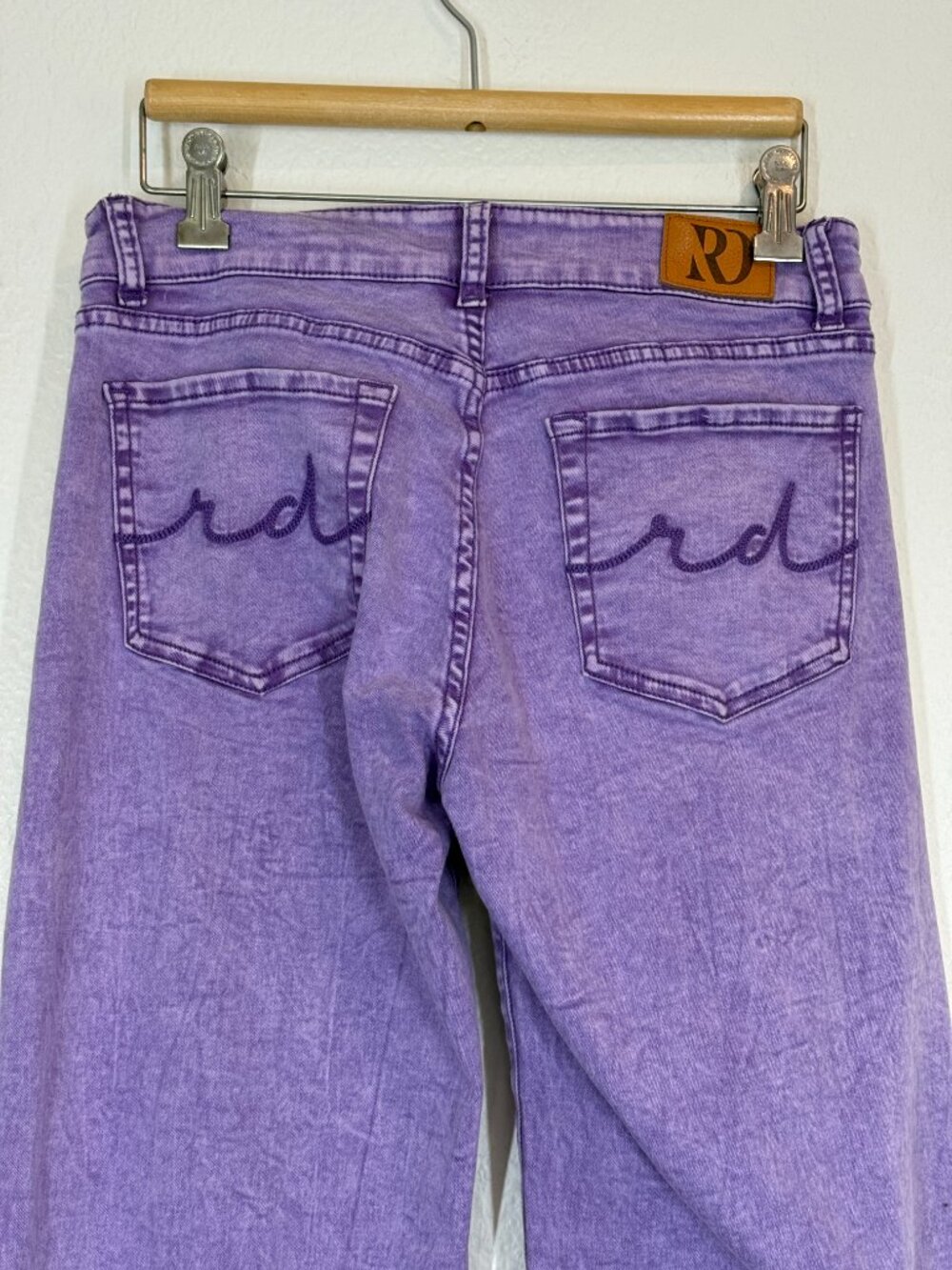 Ranch Dress n Purple Jeans Medium Western Wide Leg Stretch Tall Long inseam - Picture 5 of 9
